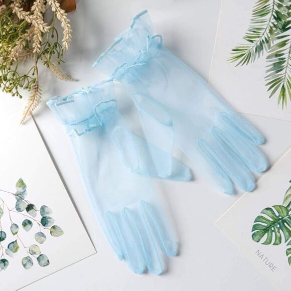 Accessories - Woman's Blue Tulle Gloves